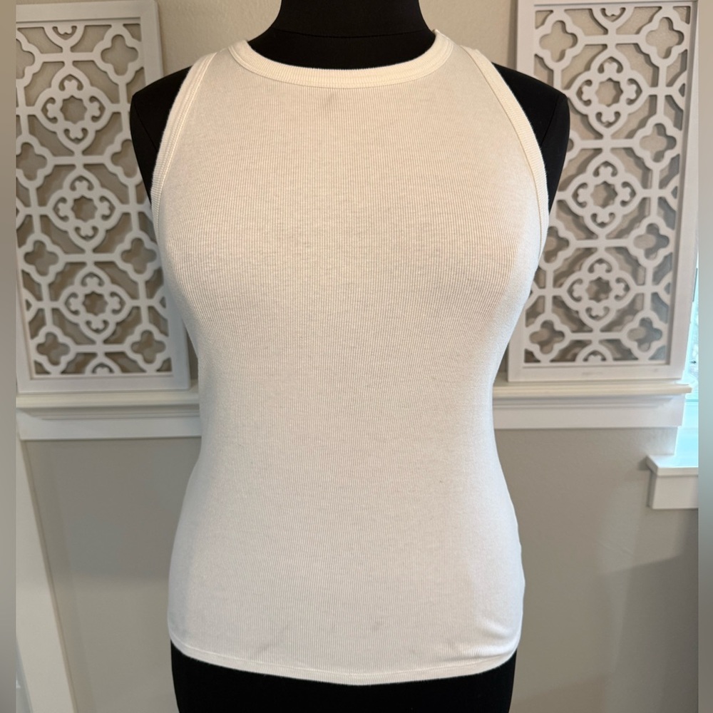 White Ribbed Tank Top